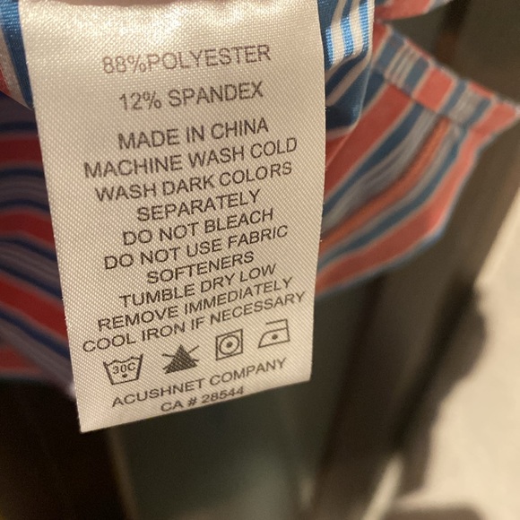 FootJoy Lisle Traditional Stripe Self Collar Golf Polo - Cape Red/Storm/White - Picture 3 of 3